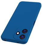Kapa Matte Protective Lens Flexible Back Cover for Redmi 12 (5G) / Poco M6 Pro (5G) | Slim Silicone with Soft Lining Shockproof Full Body Bumper Case (Blue)