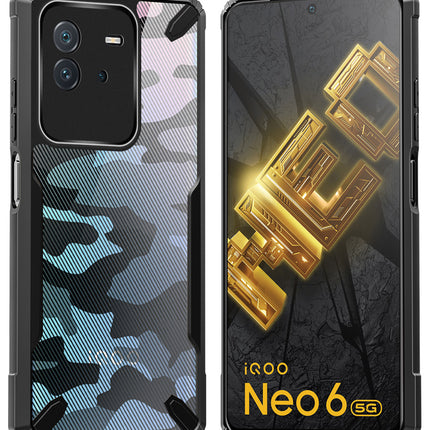 Kapa Bull Camouflage Back Cover for IQOO Neo 6 (5G) , [Military Grade Protection] Shock Proof Slim Hybrid Bumper Case (Black)