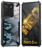 Kapa Bull Camouflage Back Cover for IQOO Neo 6 (5G) , [Military Grade Protection] Shock Proof Slim Hybrid Bumper Case (Black)