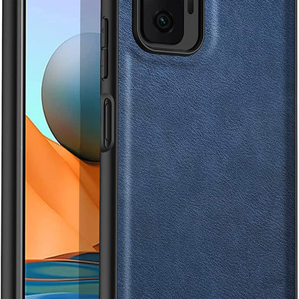 Tux Back Case for Xiaomi Redmi Note 10 Pro /  Note 10 Pro Max , Slim Leather Case with Soft Edge Shockproof Back Cover (Blue) - Mobizang