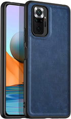 Tux Back Case for Xiaomi Redmi Note 10 Pro /  Note 10 Pro Max , Slim Leather Case with Soft Edge Shockproof Back Cover (Blue) - Mobizang