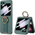 Kapa Shockproof Protective Band Back Cover for Z Flip 5 | Wrist Strap Ring Kickstand Inbuilt Screen Tempered Glass Case , Green