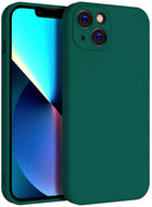 Matte Lens Protective Back Cover for Apple iPhone 13 (6.1) , Slim Silicone with Soft Lining Shockproof Flexible Full Body Bumper Case (Green)