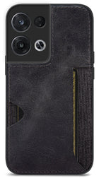 Kapa Razor Wallet Back Case for Oppo Reno 8 Pro (5G) | Slim PU Leather & Fabric Cover with Inbuilt Card Pocket (Black)