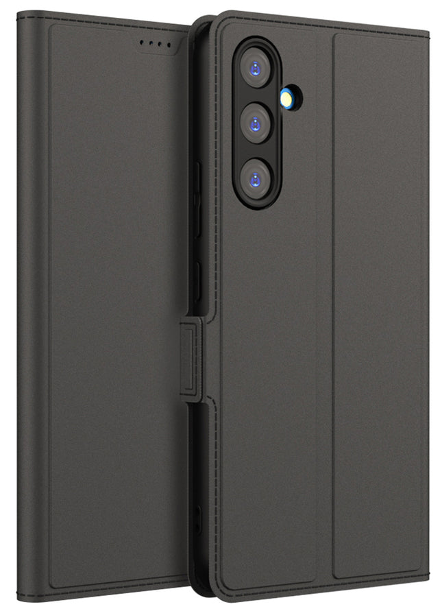 Kapa Noble Slim Magnetic Leather Flip Case Cover for Samsung Galaxy A34 (5G) | Card Holder Stand Leather Flip Wallet Case (Black)