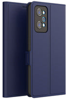 Kapa Noble Slim Magnetic Leather Flip Case Cover for Realme GT NEO 3T , Magnetic and Card Holder Stand Leather Flip Wallet Case (Blue)