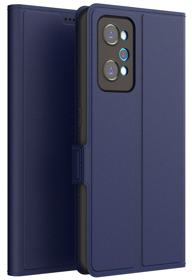Kapa Noble Slim Magnetic Leather Flip Case Cover for Realme GT NEO 3T , Magnetic and Card Holder Stand Leather Flip Wallet Case (Blue)