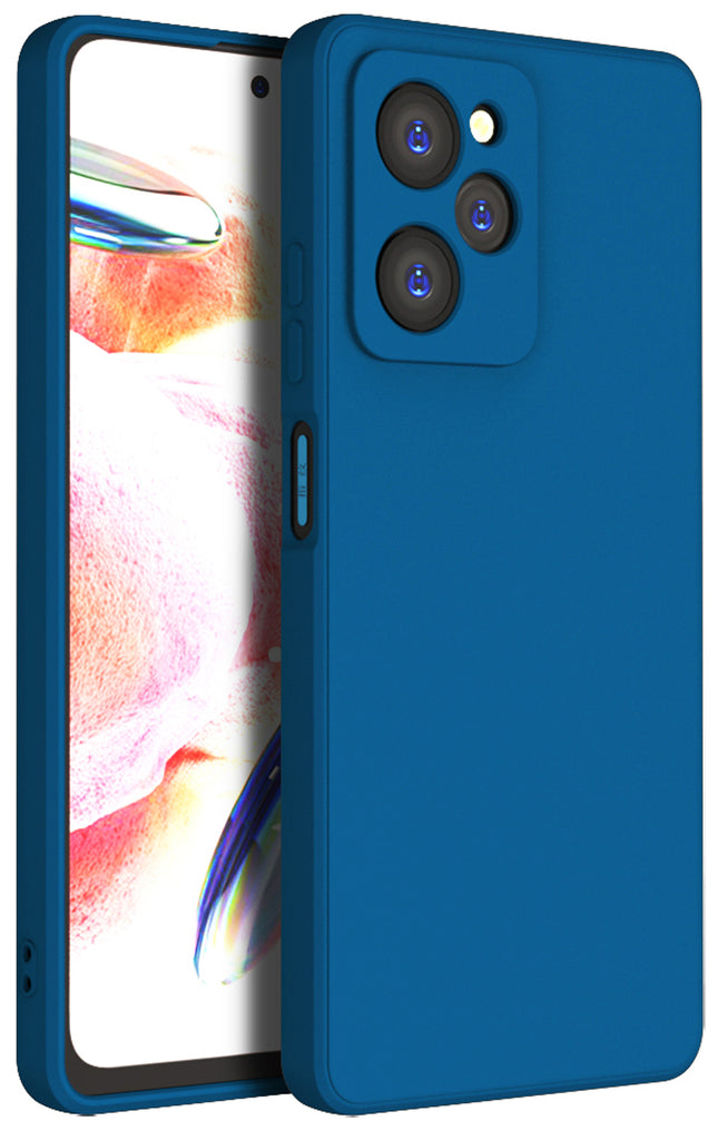 Kapa Matte Protective Lens Flexible Back Cover for Poco X5 Pro | Slim Silicone with Soft Lining Shockproof Full Body Bumper Case (Blue)
