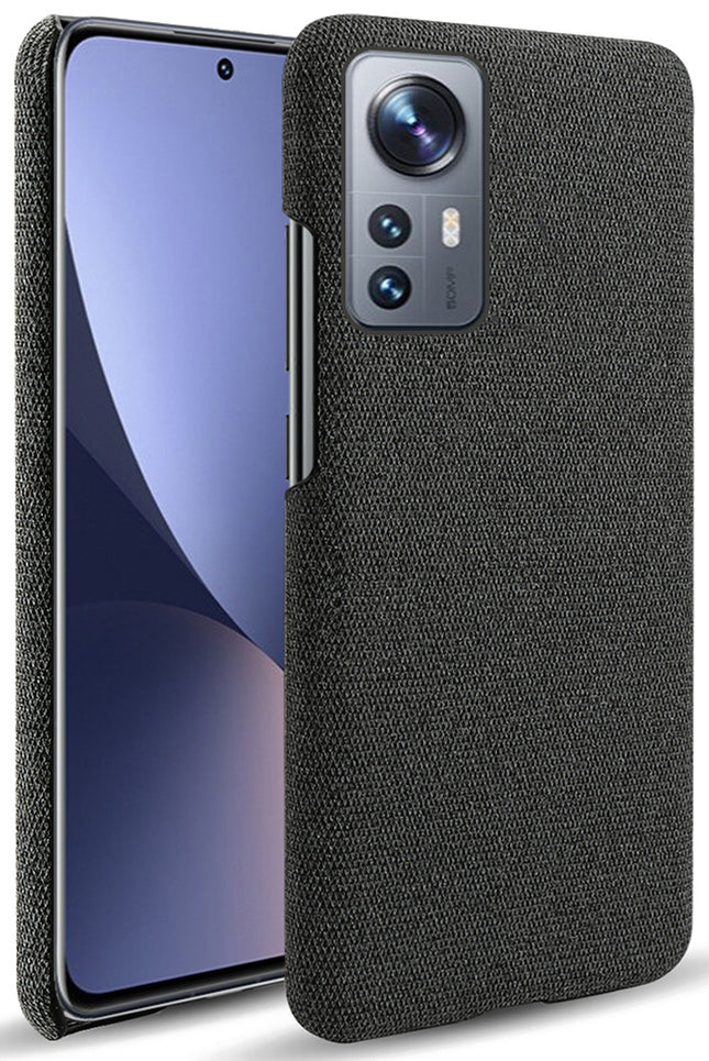 Kapa Woven Soft Fabric Case for Xiaomi 12 Pro (5G) Back Cover,  Shock Protection Slim Hard Anti Slip Back Cover (Black)