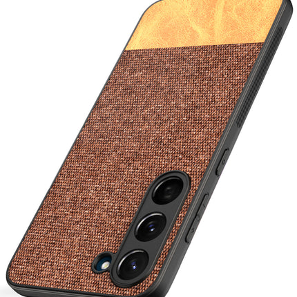 Kapa Soft Fabric & Leather Hybrid for Samsung Galaxy S23 Plus Back Cover | Shockproof Hybrid Slim Hard Anti Slip Back Case (Brown)