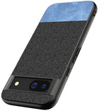 Kapa Soft Fabric & Leather Hybrid Protective Back Cover for Google Pixel 8A | Shockproof Slim Hard Anti Slip Back Case (Black , Blue)
