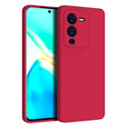 Kapa Matte Lens Protective Shockproof Flexible Back Cover for Vivo V25 PRO (5G) , Slim Silicone with Soft Lining Shockproof Flexible Full Body Bumper Case (Red)