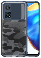 Camo Slider Back Cover for Mi 10T / Mi 10T PRO , [Military Grade Protection] Shockproof Slim Clear Camera Shield Bumper Back Case (Blue)