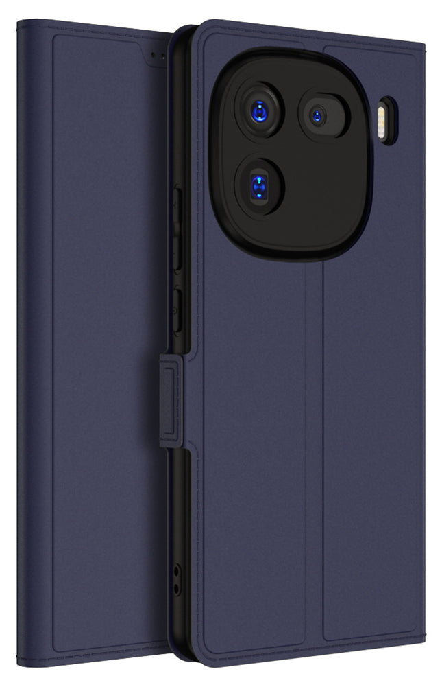 Kapa Noble Slim Magnetic Leather Flip Case Cover for Iqoo 12 (5G) | Card Holder Stand Leather Flip Wallet Case (Blue)