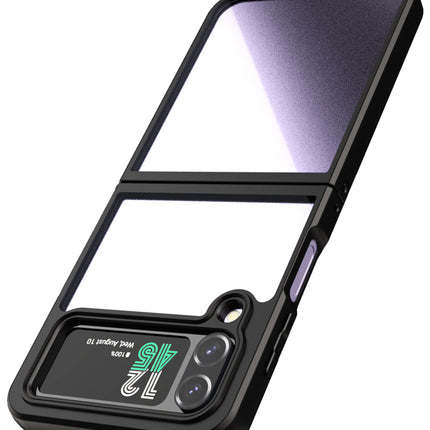 Kapa Hawkeye Clear Back Cover for Samsung Galaxy Z Flip 4 | Camera Lens Protector Shockproof Slim Clear Case Cover (Black Sides)