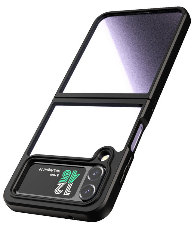 Kapa Hawkeye Clear Back Cover for Samsung Galaxy Z Flip 4 | Camera Lens Protector Shockproof Slim Clear Case Cover (Black Sides)