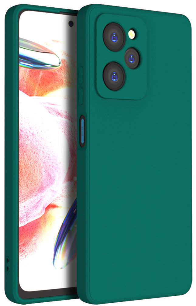 Kapa Matte Protective Lens Flexible Back Cover for Poco X5 Pro | Slim Silicone with Soft Lining Shockproof Full Body Bumper Case (Green)