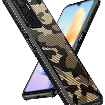 Kapa Bull Camouflage Back Cover for Vivo V23E (5G), Shockproof Slim Hybrid Clear Case (Black)