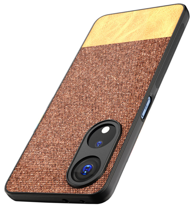 Kapa Soft Fabric & Leather Hybrid Protective Case Cover for Oppo F23 | Shockproof Slim Hard Anti Slip Back Case (Brown)