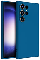 Kapa Matte Protective Lens Flexible Back Cover for Samsung Galaxy S24 ULTRA | Slim Silicone with Soft Lining Shockproof Full Body Bumper Case (Blue)