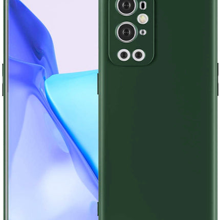 Matte Lens Protective Back Cover for OnePlus 9 PRO / One Plus 9 PRO , Slim Silicone with Soft Lining Shockproof Flexible Full Body Bumper Case (Green)