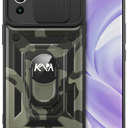Tank Back Cover for Xiaomi Mi 11 Lite , Inbuilt Ring & Slider [Military Grade Protection] Shockproof Lens Protection Case (Black) - Mobizang