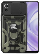 Tank Back Cover for Xiaomi Mi 11 Lite , Inbuilt Ring & Slider [Military Grade Protection] Shockproof Lens Protection Case (Black) - Mobizang