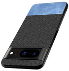 Kapa Soft Fabric & Leather Hybrid Protective Back Cover for Google Pixel 8 PRO | Shockproof Slim Hard Anti Slip Back Case (Black::Blue)