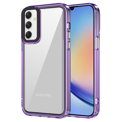 Kapa Warrior Acrylic Clear Back Cover For Samsung Galaxy S23 FE | Slim Shockproof [Military Grade Protection] Hybrid Bumper Case (Purple Sides)