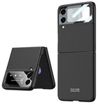 Ultra Thin Back Case for Samsung Galaxy Z Flip 3 , Inbuilt Glass Window Back Cover , Black - Mobizang
