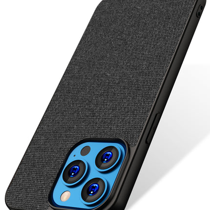 Kapa Soft Fabric Hybrid Protective Back Case Cover for Apple iPhone 14 Pro (Black) - Mobizang