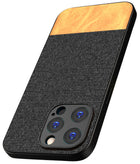 Kapa Soft Fabric & Leather Hybrid Protective Back Cover for Apple iPhone 15 Pro Max | Shockproof Slim Hard Anti Slip Back Case (Black::Brown)