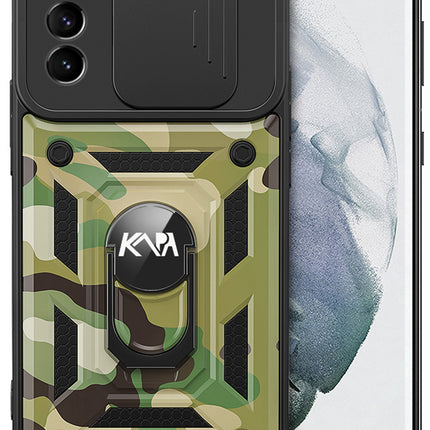 Kapa Tank Back Cover for Samsung Galaxy S23 Plus , Inbuilt Ring + Slider Shockproof Lens Protection Case (Green)