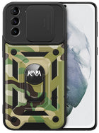 Kapa Tank Back Cover for Samsung Galaxy S23 Plus , Inbuilt Ring + Slider Shockproof Lens Protection Case (Green)