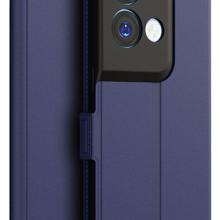 Kapa Noble Slim Magnetic Leather Flip Case Cover for Oppo Reno 8 PRO ( 5G) ,Card Holder Stand Leather Flip Wallet Case (Blue)