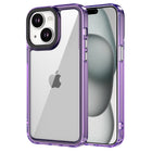 Kapa Warrior Acrylic Clear Back Cover For Apple iPhone 15 | Slim Shockproof [Military Grade Protection] Hybrid Bumper Case (Purple Sides)