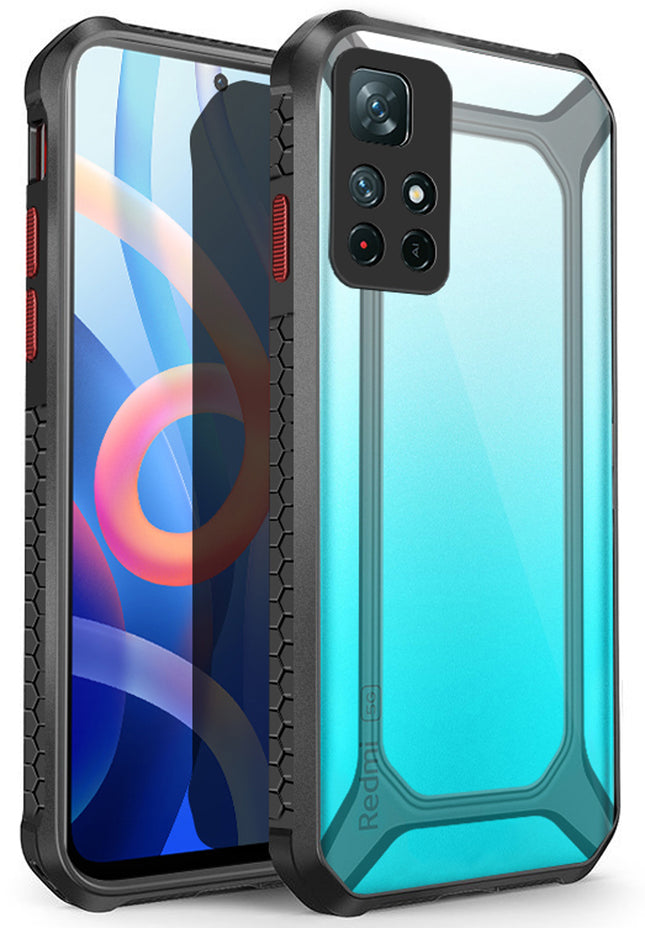 Unicorn for Redmi Note 11T (5G) Clear Back Case, [Military Grade Protection] Shock Proof Slim Hybrid Bumper Cover (Black)