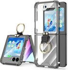 Kapa Clear Airbag Ring Back Case for Samsung Galaxy Flip5 / Z Flip 5 ,Transparent Shockproof Slim Hard Protective Cover (Black)