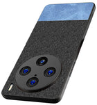 Kapa Soft Fabric & Leather Hybrid Protective Back Cover for Vivo X100 Pro | Shockproof Slim Hard Anti Slip Back Case (Black , Blue)