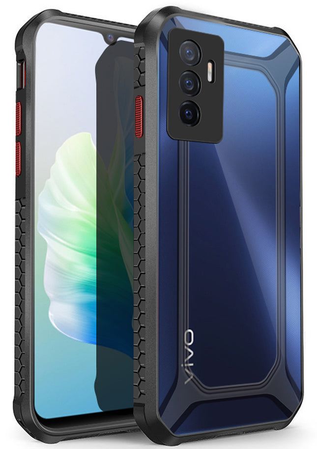 Kapa Unicorn for Vivo V23E (5G) Clear Back Case, Shock Proof Slim Hybrid Bumper Cover (Black)