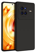 Matte Lens Protective Shockproof Flexible Back Cover for Vivo X80, Slim Silicone with Soft Lining Shockproof Flexible Full Body Bumper Case (Black)