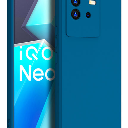 Kapa Matte Lens Protective Shockproof Flexible Back Cover for IQOO Neo 6 (5G) ,Slim Silicone with Soft Lining Shockproof Flexible Full Body Bumper Case (Blue)