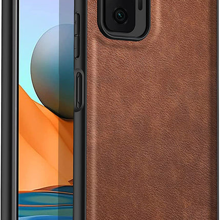 Tux Back Case for Xiaomi Redmi Note 10 Pro /  Note 10 Pro Max , Slim Leather Case with Soft Edge Shockproof Back Cover (Brown) - Mobizang