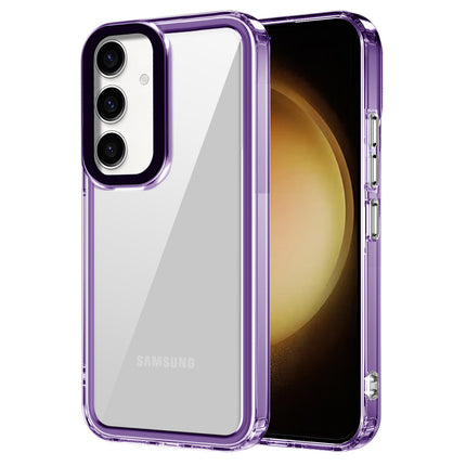 Kapa Warrior Acrylic Clear Back Cover For Samsung Galaxy S24 PLUS | Slim Shockproof [Military Grade Protection] Hybrid Bumper Case (Purple Sides)