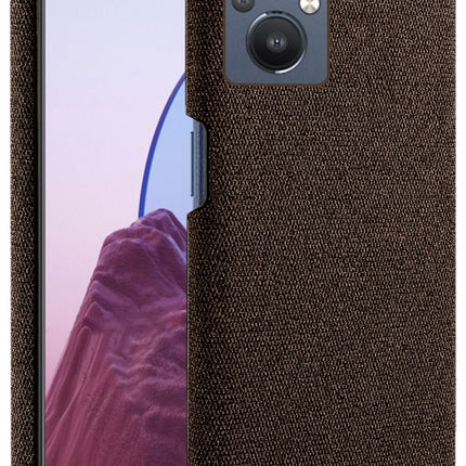 Woven Soft Fabric Case for Oppo F21 PRO (5G) Back Cover, Shock Protection Slim Hard Anti Slip Back Cover (Brown)