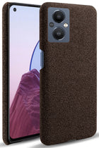 Woven Soft Fabric Case for Oppo F21 PRO (5G) Back Cover, Shock Protection Slim Hard Anti Slip Back Cover (Brown)