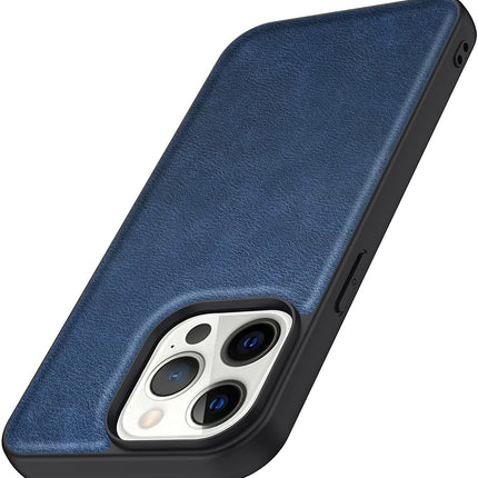 Tux Back Case for Apple iPhone 13 Pro Max , Slim Leather Case with Soft Edge Shockproof Back Cover (Black,Blue)
