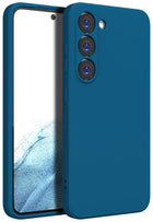 Kapa Matte Protective Lens Flexible Back Cover for Samsung Galaxy S23 , Slim Silicone with Soft Lining Shockproof Full Body Bumper Case (Blue)