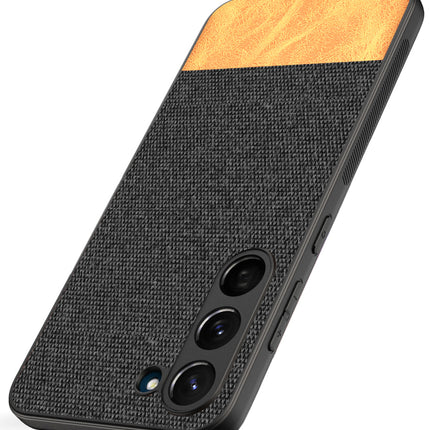 Kapa Soft Fabric & Leather Hybrid for Samsung Galaxy S23 Plus Back Cover | Shockproof Hybrid Slim Hard Anti Slip Back Case (Black , Brown)