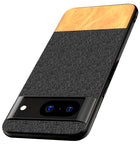 Kapa Soft Fabric & Leather Hybrid Protective Back Cover for Google Pixel 8 PRO | Shockproof Slim Hard Anti Slip Back Case (Black::Brown)